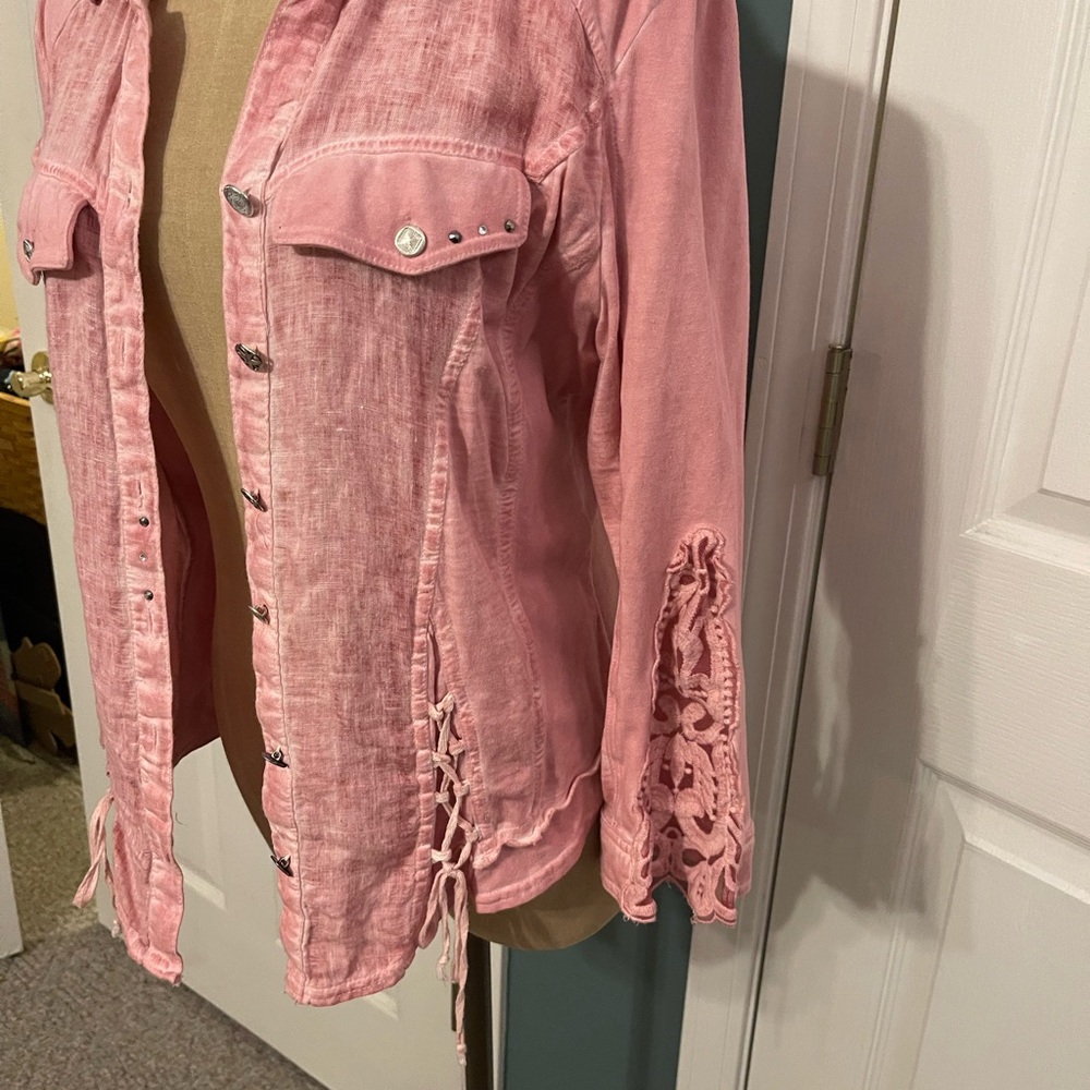 Dolcezza Pink Linen Shirt - Picture 2 of 8